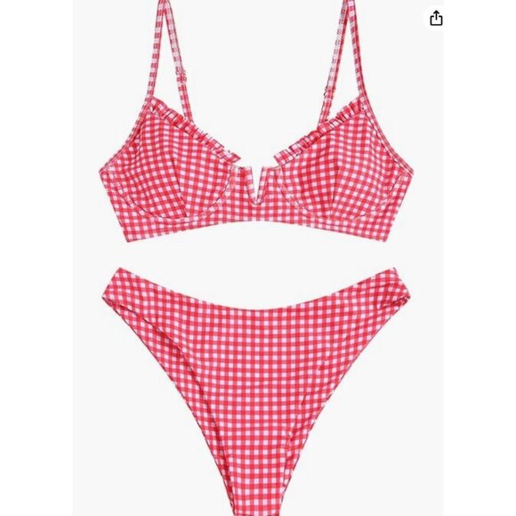 Women's Underwire Bikini Country High Cut Bikini Set Two Piece Swimsuit Size 6- - Picture 1 of 5